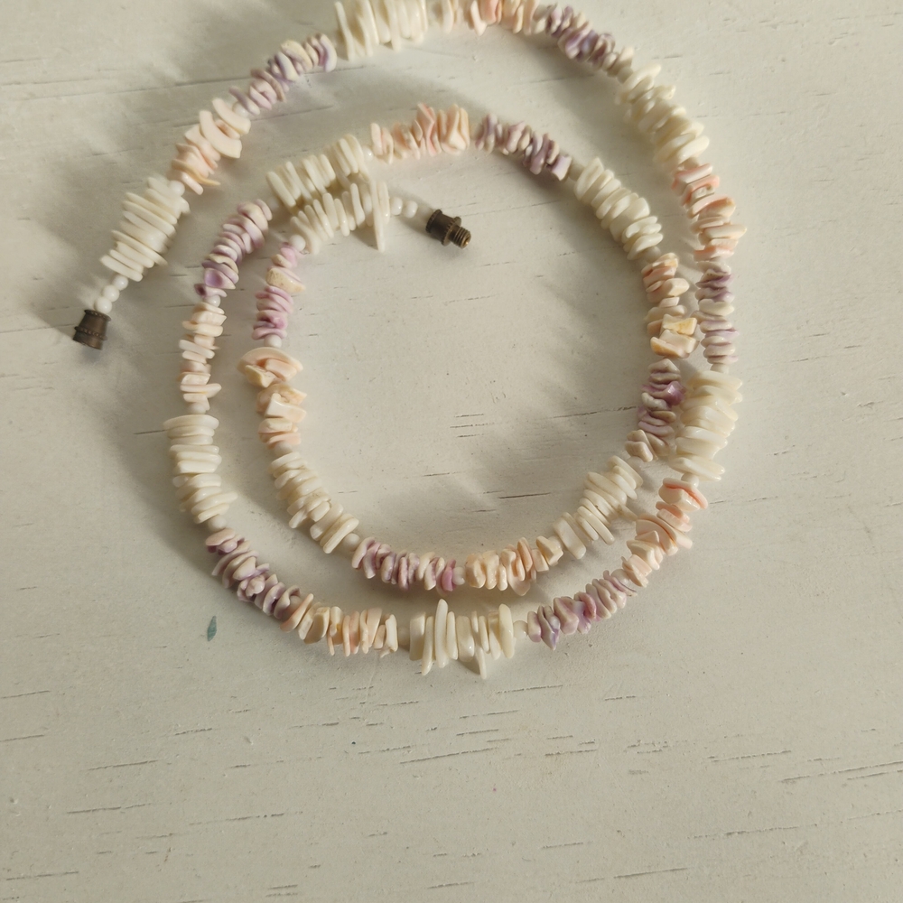 Cream and Pink Pearl Necklace with Organic Design